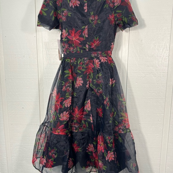 Rachel Parcell Black Orchard Floral Print Tulle Short Sleeve Dress Size 8 NWT - Picture 8 of 14